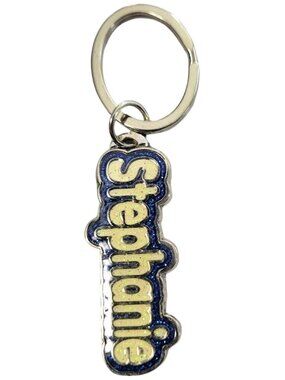 SWIBCO NW0T Blue Galaxy Keychain Silver Metal Personalized Name - STEPHANIE